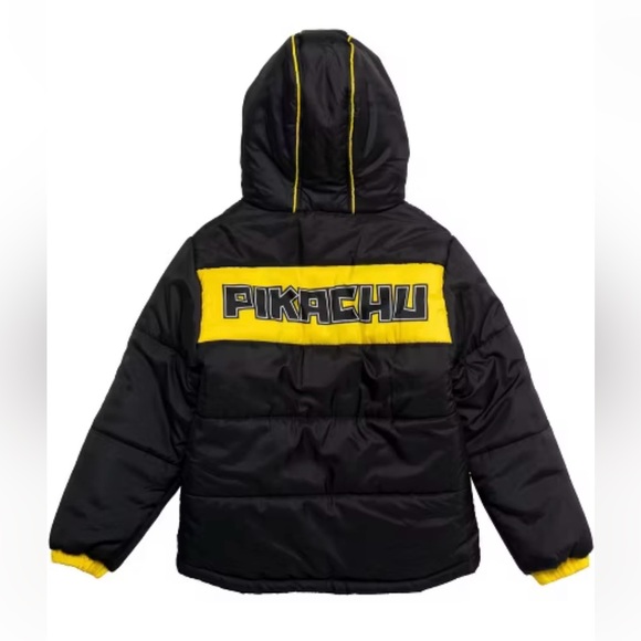 NWT Pokémon Pikachu Boys Winter Coat Puffer Jacket in Yellow/Black Size 14/16 - Picture 3 of 12